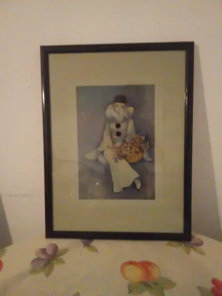 Cuadro de payaso con flores