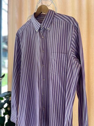 Camisa Massimo Dutti Rayas Morado/Blanco Talla XL