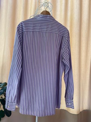 Camisa Massimo Dutti Rayas Morado/Blanco Talla XL
