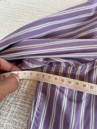 Camisa Massimo Dutti Rayas Morado/Blanco Talla XL