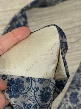 Corbata Pierre Lanvin Vintage Floral Azul Gris