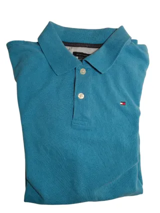 Polo Manga Corta Tommy Hilfiger Talla L Azul Verde