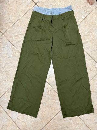 Pantaloni palazzo verdi (TG L/ IT 44/ EU 40)