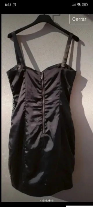 Vestido de fiesta negro y plateado