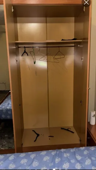 Armario de madera con puertas de espejo