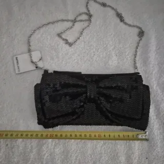 Bolso lentejuelas negro lazo NUEVO