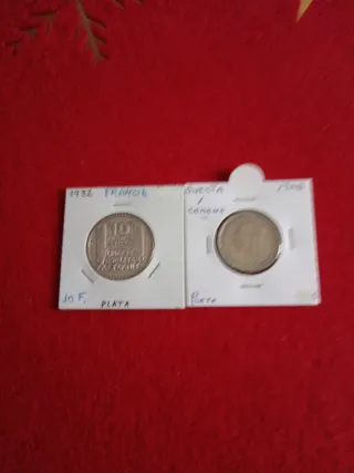 2 Monedas de Plata Francesa y Sueca