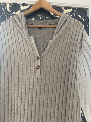 Vestido largo de canalé gris