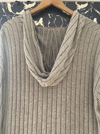 Vestido largo de canalé gris