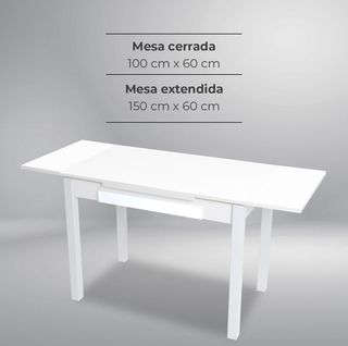 ASTIMESA - Mesa de Cocina Extensible 100x60 blanco