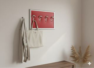 Appendiabiti rosso con cornice argento tessuto imb