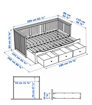 Diván IKEA EMNES Blanco con Cajones