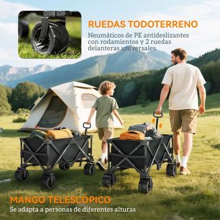 Carro Playa Outsunny Plegable Ruedas 360