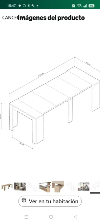 Mesa extensible comedor Amazon color como la foto
