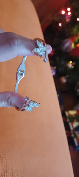 Bracciale rigido farfalle strass