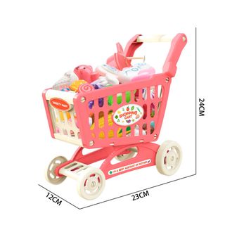 CARRITO DE COMPRA ROSA CON ACCESORIOS