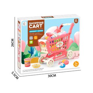 CARRITO DE COMPRA ROSA CON ACCESORIOS