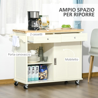 Isola per Cucina in Legno e MDF con Cassetti, Arma