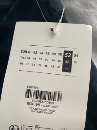 Pantalón Chino Azul Talla 52 .