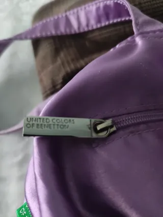 Bolso tela Benetton cuadros morado