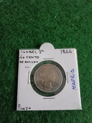 Moneda Isabel 2ª 40 Cents Escudo 1866
