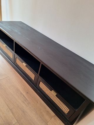 Mueble TV negro mimbre Maisons du Monde