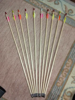 12 frecce di legno NUOVE per tiro con l'arco