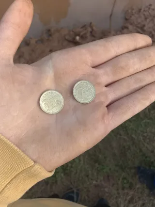 2 Monedas España 1 Peseta 1997 y 1 Céntimo 1998