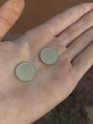 2 Monedas España 1 Peseta 1997 y 1 Céntimo 1998