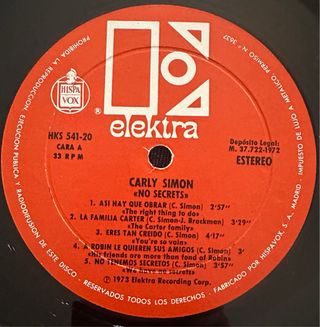 CARLY SIMON VINILO LP NO SECRETS 1973