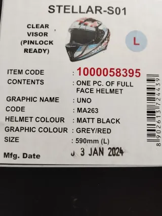 Casco Moto Integral SMK Stellar-S01 Talla L