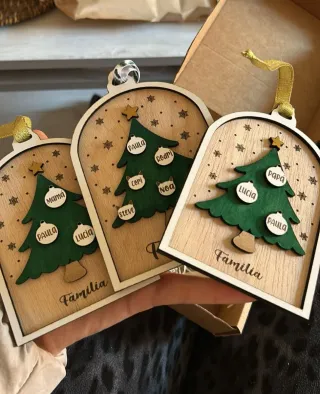 2 Adornos árbol Navidad personalizado familia Luci