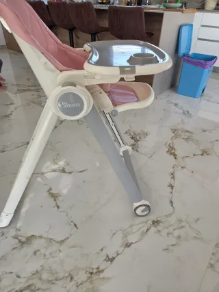 Trona bebé rosa, plegable