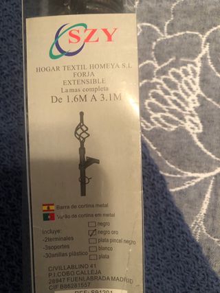 Barra Cortina Forja Extensible Negra/Dorada