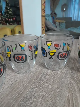 Set 6 Bicchieri Vetro Decorati