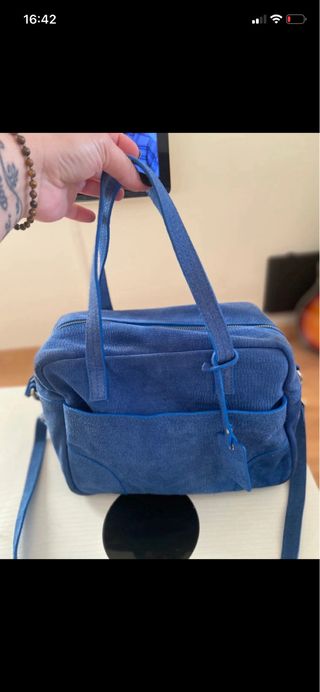 Bolso de piel azul