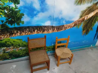 Juego de 2 Sillas Pequeñas Madera Rattan