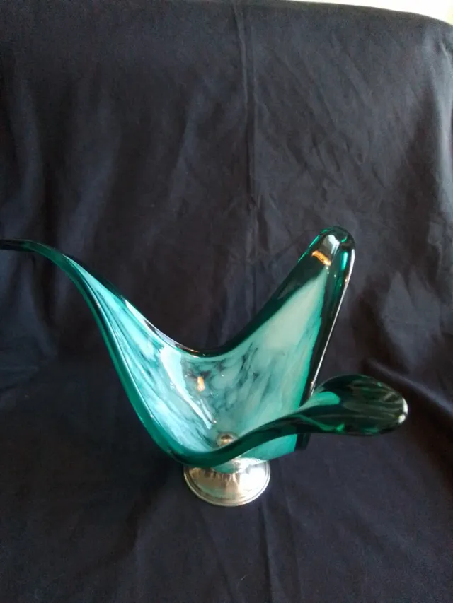 Centrotavola vintage in cristallo e metallo