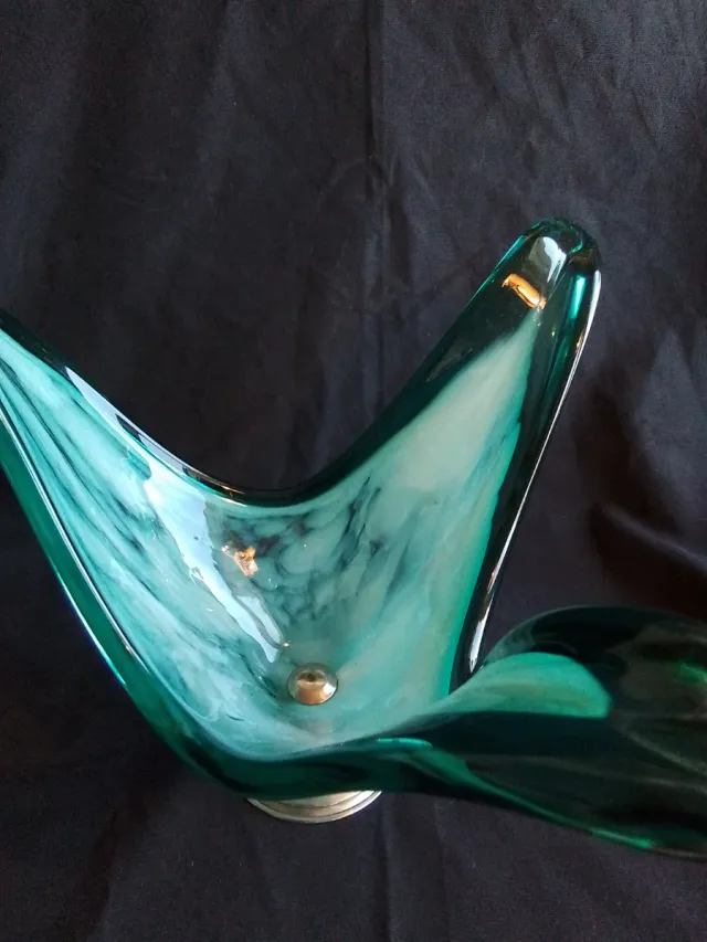 Centrotavola vintage in cristallo e metallo