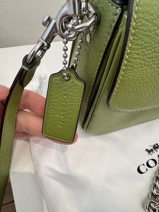 Bolso Coach Verde Oliva Cadena Plata