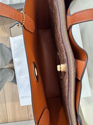 Bolso Tote Coach Piel Verde Oliva y Marrón