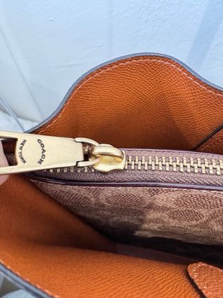 Bolso Tote Coach Piel Verde Oliva y Marrón