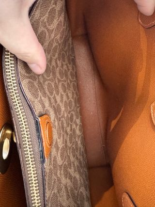 Bolso Tote Coach Piel Verde Oliva y Marrón