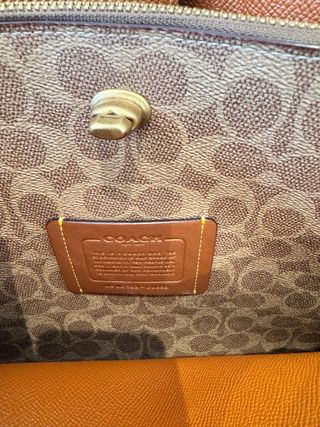 Bolso Tote Coach Piel Verde Oliva y Marrón