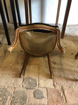 4 Sillas Antiguas Madera Rattan Terciopelo