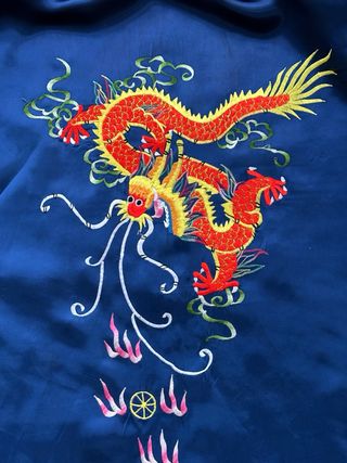 Kimono Chino Vintage Dragón Bordado