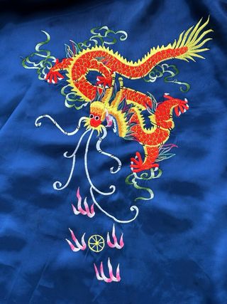 Kimono Chino Vintage Dragón Bordado