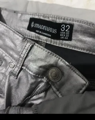 2 Pantalones Stradivarius Negro y  gris Plateado
