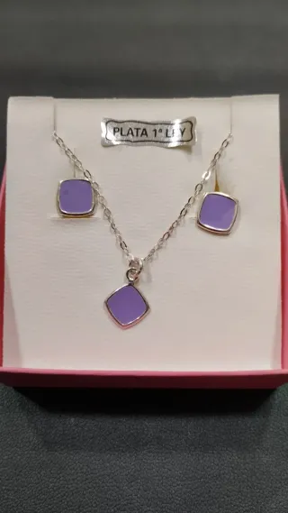 Juego gargantilla+ Pendiente de niña de plata