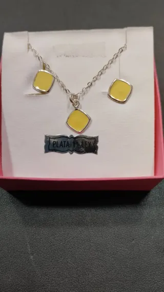 Juego gargantilla+ Pendiente de niña de plata